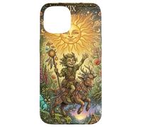 Custodia per iPhone 15 Sun Tarot Card Fantasy Imp and Goat