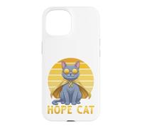 Custodia per iPhone 15 Supporto per il cancro infantile con nastro blu giallo russo Hope Cat