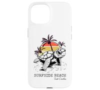 Custodia per iPhone 15 Surfside Beach Carolina del Sud Salva Loggerhead Sea Turtle Art