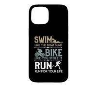 Custodia per iPhone 15 Swim Bike Run Cooles - Bicicletta da triathlon