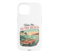 Custodia per iPhone 15 Take Me To The Beach Retro Tramonto Drive