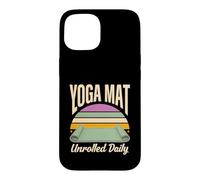 Custodia per iPhone 15 Tappetino da yoga srotolato quotidiano retrò tramonto yoga