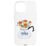 Custodia per iPhone 15 Teiera Fiordaliso Bianco Vintage Corningware Illustrata