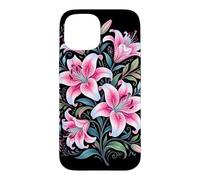 Custodia per iPhone 15 Tiger Lilies Blue White Pink Summer Spring Flowers Lily Buds