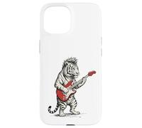 Custodia per iPhone 15 Tiger suona la chitarra Rock & Roll Tigers Rocker Music