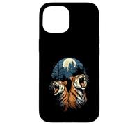 Custodia per iPhone 15 Tigers At The Moon Parody 3 Tiger Moon Animale della fauna selvatica
