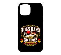 Custodia per iPhone 15 Toss Hard Or Go Home Divertente Cornhole Backyard Lawn Game