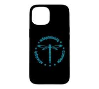 Custodia per iPhone 15 Totem degli attributi tribali della libellula Dashert blu