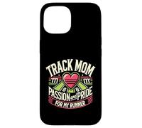 Custodia per iPhone 15 Traccia mamma passione e orgoglio per il mio corridore