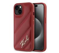 KARL LAGERFELD Trapuntatura diagonale Scritta COVER per Apple iPhone 15 14, Rosso