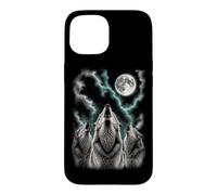 Custodia per iPhone 15 Tre lupi che ululano alla luna Wildlife Wolf Pack Outdoor