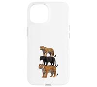 Custodia per iPhone 15 Trio Felini Tigre Pantera Giaguaro Animali Selvaggi