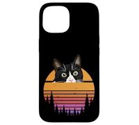 Custodia per iPhone 15 Tuxedo Cat Retro 70s Sunset Vintage Cat Lover