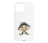 Custodia per iPhone 15 Uccello birichino curioso che sbircia carino animale arte