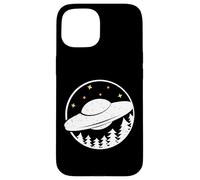 Custodia per iPhone 15 UFO nella foresta - UFOlogia Alien Distressed Design