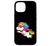 Custodia per iPhone 15 Unicorno divertente come eroe per un supereroe