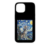 Custodia per iPhone 15 van Gogh Notte stellata Saluki Dog Art Amante dei cani