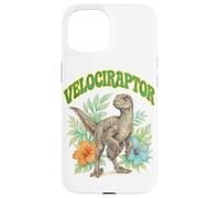 Custodia per iPhone 15 Velociraptor Groovy Floreale Acquerello Boho Velociraptor