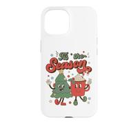 Custodia per iPhone 15 Vintage Christmas Tis The Season Christmas Tree Coffee Latte
