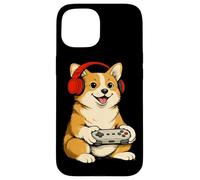 Custodia per iPhone 15 Vintage Giapponese Corgi Cane Gamer Grafica Retro Giappone Anime
