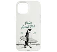 Custodia per iPhone 15 Vintage Polar Beach-Club Pinguino Surfer