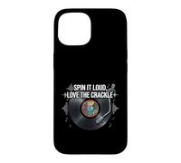 Custodia per iPhone 15 Vinyl Record Collector Spin It Loud Love The Crackle