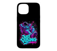 Custodia per iPhone 15 Viola e Teal Astronaut Just Vibing Graphic per gli uomini