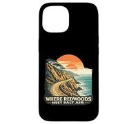 Custodia per iPhone 15 Where Redwoods Meet Salt Air California retrò