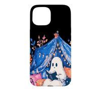 Custodia per iPhone 15 Whimsical Ghost Reading Book in Tent Cozy Halloween Reader