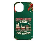 Custodia per iPhone 15 White Silkie Chicken Funny Xmas Train Crew