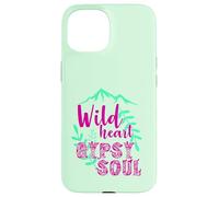 Custodia per iPhone 15 Wild Heart Gypsy Soul Boho Mountain Nature Design