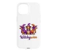Custodia per iPhone 15 Witchy Halloween WitchyWien Dachshund Dogs In Witch Hat