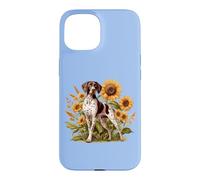 Custodia per iPhone 15 Womens Girls Flowers Hunting Dog German Shorthaired Pointer