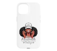 Custodia per iPhone 15 Zodiac Cancer Inspired Afro Women White Grey Cap Black Girl