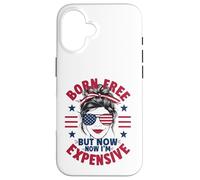 Custodia per iPhone 16 4 luglio Messy Bun Donna Nata Libera Ma Ora Sono Costoso