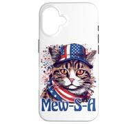 Custodia per iPhone 16 4th of July Mew-S-A Pawsitively Patriotic Cat