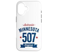 Custodia per iPhone 16 507 Minnesota Codice Area Distressed Autentico Blu Testo