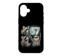 Custodia per iPhone 16 67 Meme Racoon Howling At The Moon 67 T-Shirt 6 7 Halloween