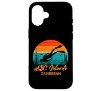 Custodia per iPhone 16 ABC Islands Scuba Diver Retro Tramonto Oceano