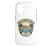 Custodia per iPhone 16 Adesivo da viaggio vintage Yacht Club de St. Tropez