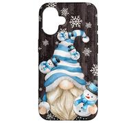Custodia per iPhone 16 Aesthetic Snowflake Pattern With Snowman And Winter Gnome