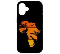 Custodia per iPhone 16 Africa Map African Safari | Giraffa Leone | Tramonto Vintage