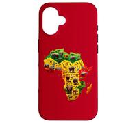 Custodia per iPhone 16 African Animal Map Juneteenth Flag Colors Pride Black Africa