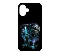 Custodia per iPhone 16 Alien UFO Abduction Incontro Cosmico Sci-Fi Mistero Grafico