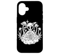 Custodia per iPhone 16 Alien UFO Funghi Universo Spazio Esterno Blackwork