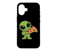 Custodia per iPhone 16 Alieno Carino Con Fetta Di Pizza Fast Food