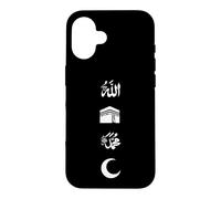 Custodia per iPhone 16 Allah musulmano e profeta Maometto Nome Kaaba mezzaluna Islam