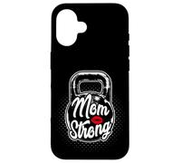 Custodia per iPhone 16 Allenamento in palestra con Kettlebell Mom Strong Mother