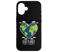 Custodia per iPhone 16 Ama il nostro pianeta clima cambiamento consapevolezza Giornata della Terra