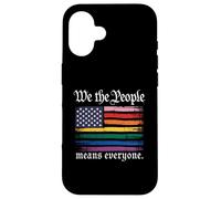 Custodia per iPhone 16 American Flag Gay Pride Month We The People Means Everyone